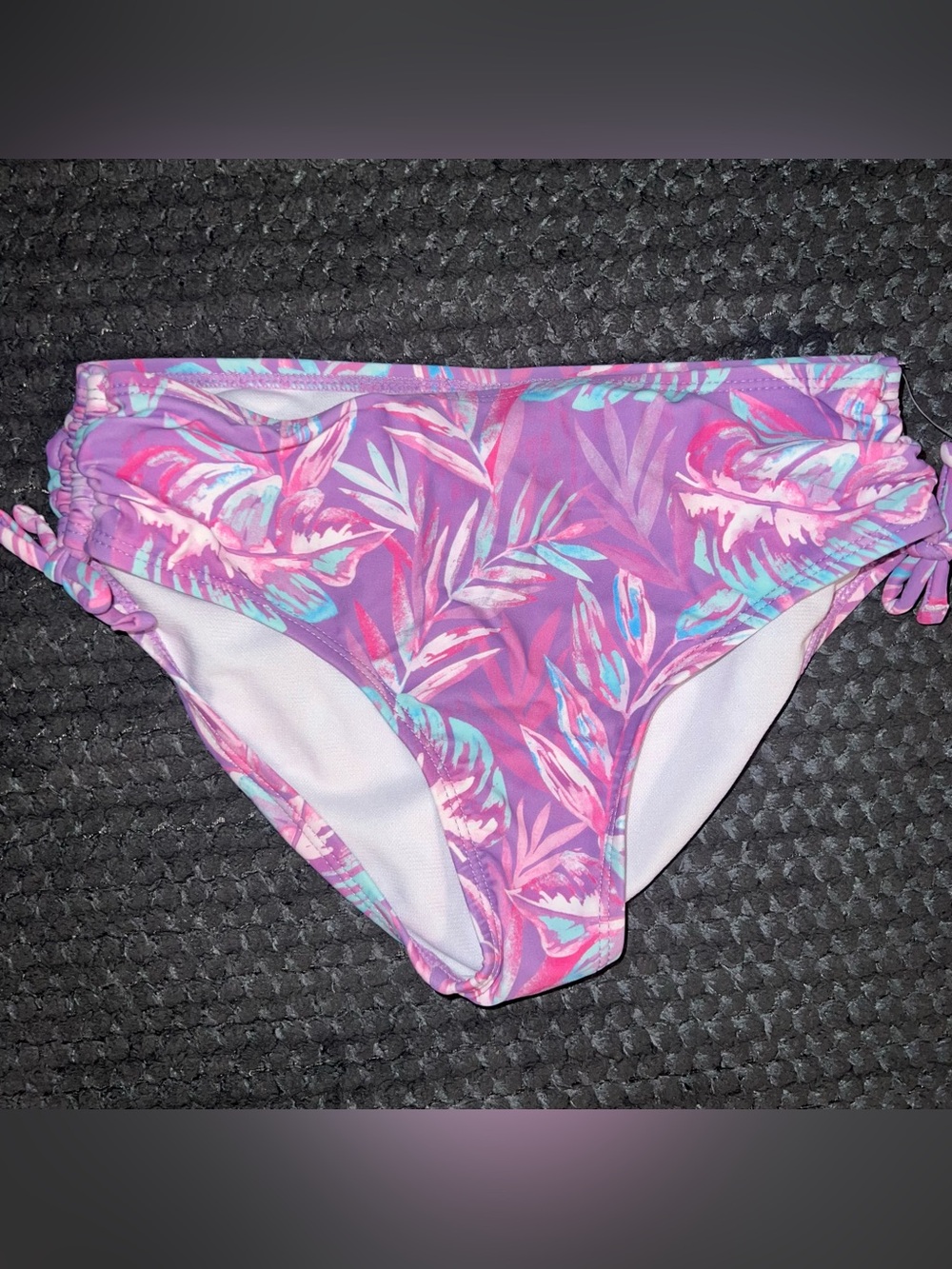 Kids Tropical Purple Print Bikini Bottom